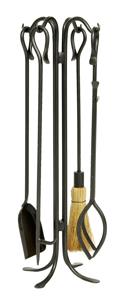 Wrought Iron Hearth Hooks 5-Piece Fireplace Tool Set In Powder-Coated  Finish - Graphite